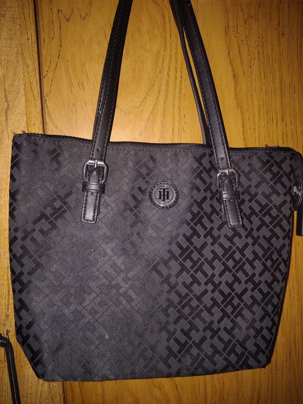 Tommy Hilfiger Black Jacquard Logo Tote